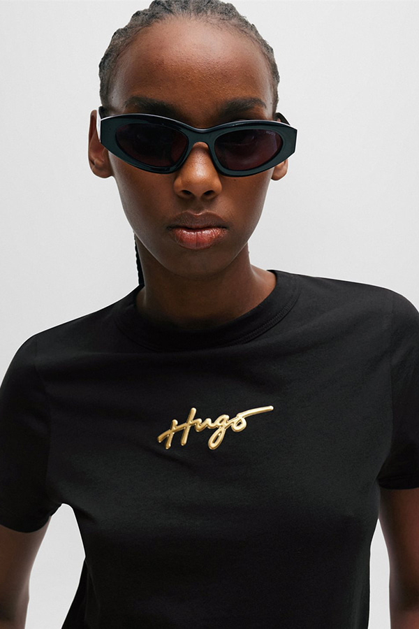 ΜΠΛΟΥΖΑ T-SHIRT HUGO - 001 ΜΑΥΡΟ